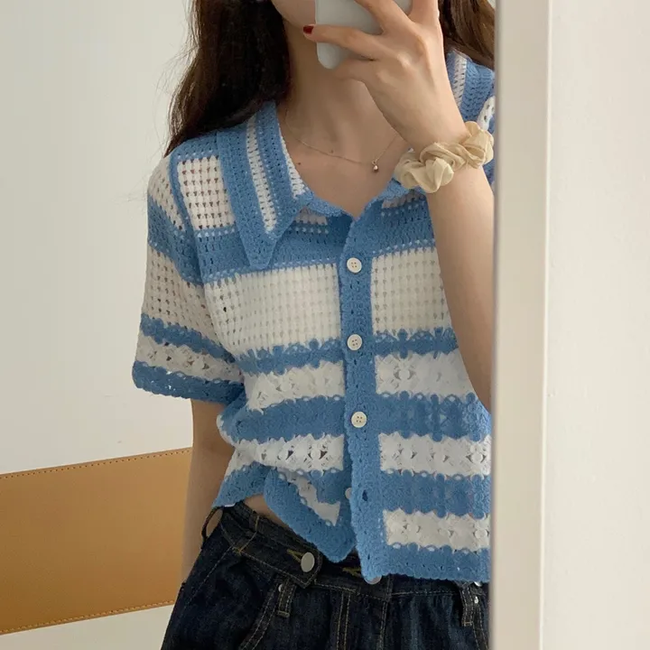 뜨개 카라 펀칭 단가라 크롭 가디건(2color) 상세 이미지 12