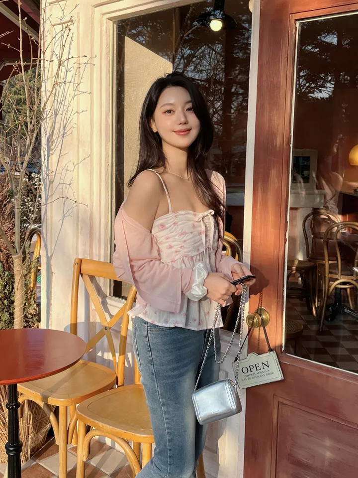 벚꽃룩🌸 리노아 플라워 쉬폰 가디건 뷔스티에 set 상세 이미지 2