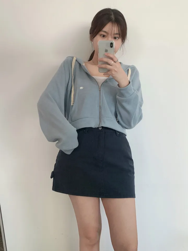 멜라운지 아크 후드 점퍼 mellounge 3col 레이스끈 패치 포인트 숏 러블리 파스텔 크롭 자켓 봄 상세 이미지 24