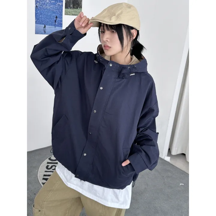 [UNISEX]라코 컬러 배색 포인트 빈티지 후드 야상 점퍼 자켓(3color) 상세 이미지 21