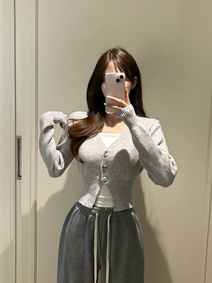 [허리잘록/크롭] 브이넥 울 크롭 가디건 봄겨울신상 봄가디건 (4color) 상세 이미지 3