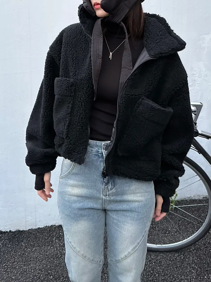 [iam테디베어]뽀글이 플리스 덤블자켓 후리스 양털점퍼 뽀글이자켓 4colors 오버핏 겨울아우터 힙 양털 집업 안감내장 자켓 상세 이미지 26