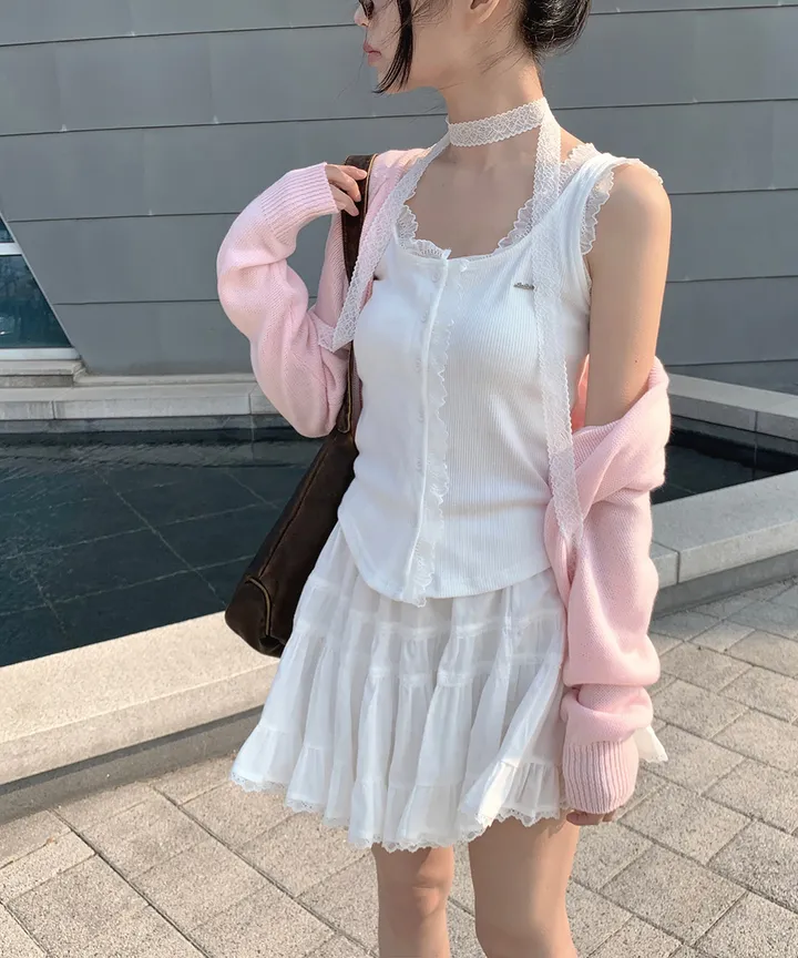 [데일리🫧벚꽃룩] 부코 펜던트 브이넥 니트 가디건 봄 가을 / 벚꽃룩 개강룩 데이트룩 여름가디건 여름니트 클래식블랑 상세 이미지 34