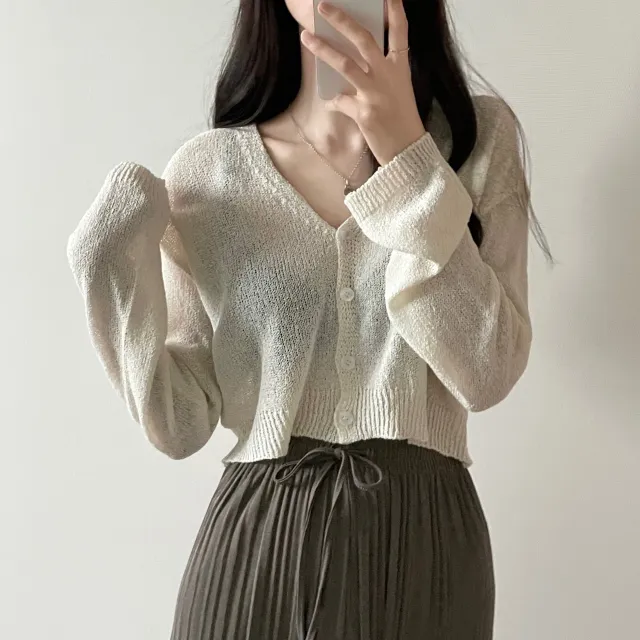 (5color)피넛 썸머 크롭 브이넥 가디건 상세 이미지 6