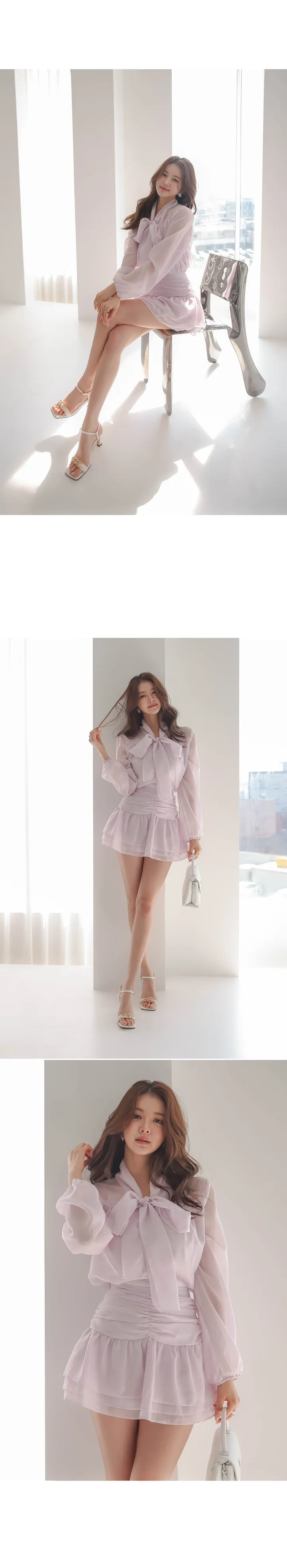 윈디즈 리본 블라우스 & 캐미솔 & 큐롯 스커트 SET 상세 이미지 6