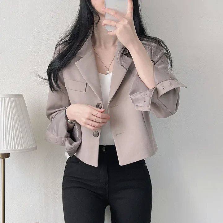 봄자켓*.* [패드없는, 퀄리티굿] 소매트임 크롭 자켓 상세 이미지 26