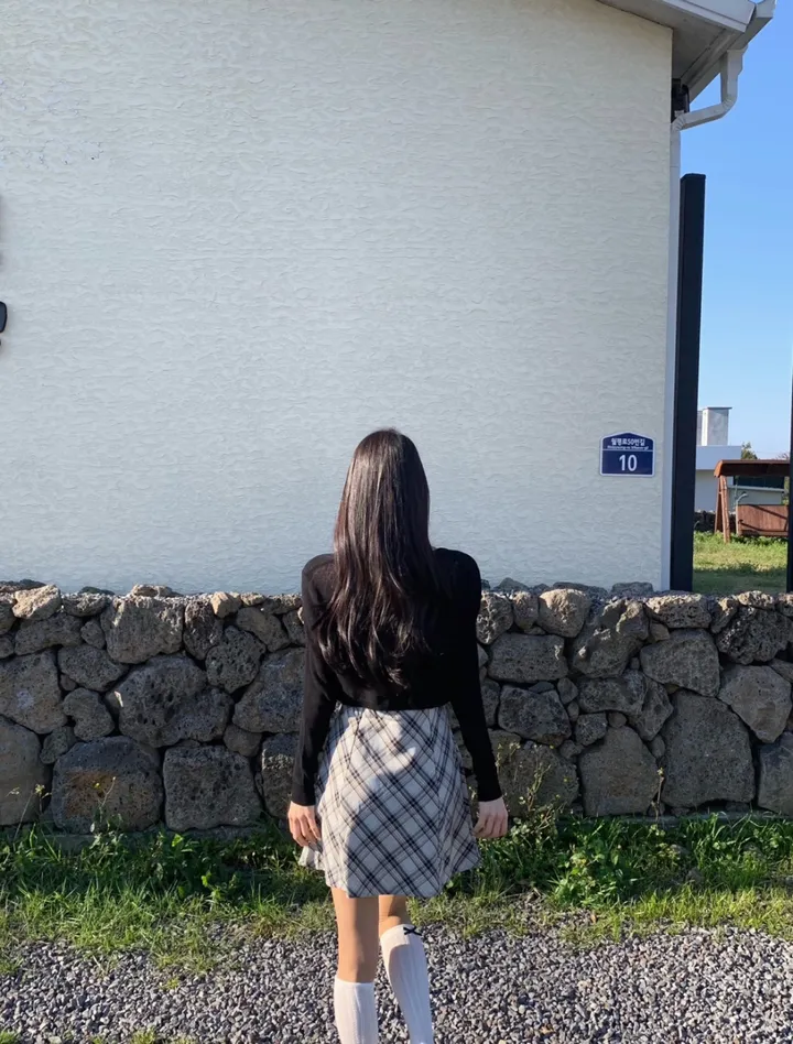 [세트가격❤️/예쁨보장!] 린넨 체크 셔링 리본 플레어 a라인 볼레로 크롭 가디건 원피스 투피스 세트;3color <여행룩/길이오절/핏존예!> 상세 이미지 34