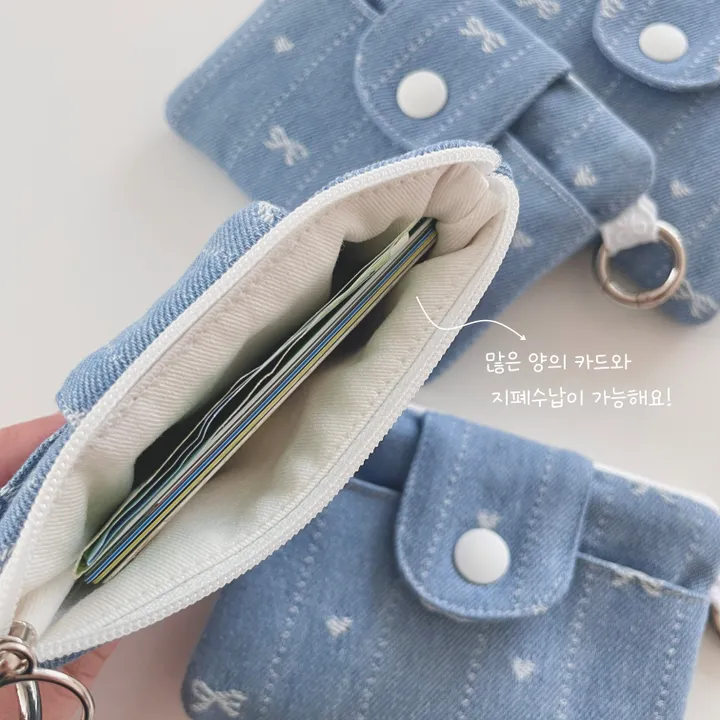 데님카드파우치 카드지갑 리본하트데님 모어앤드데이 상세 이미지 12