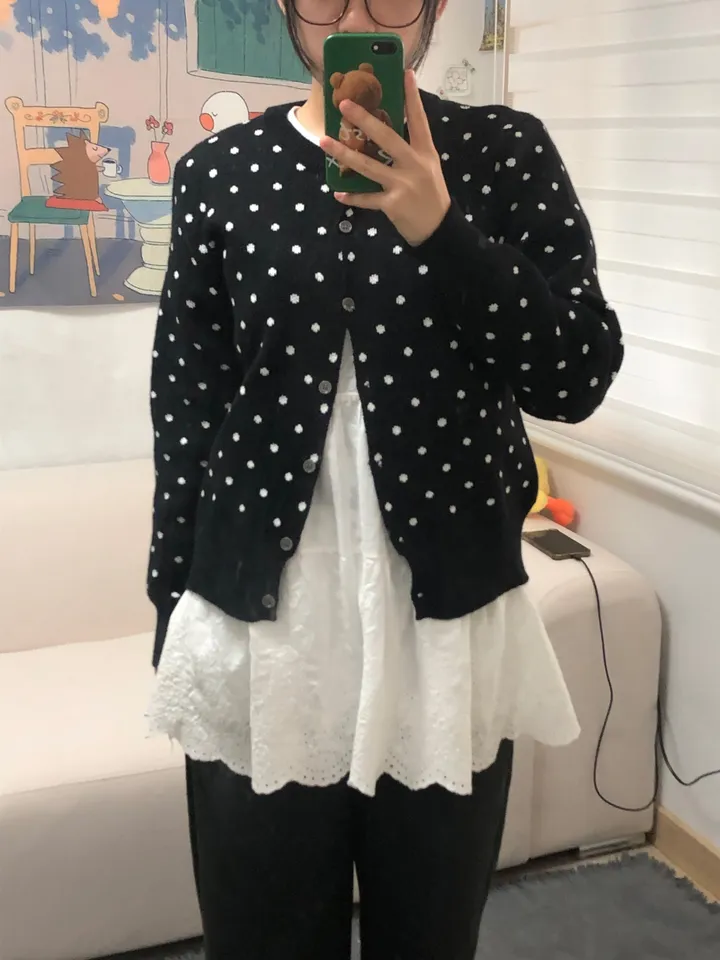 도트 라운드 니트 가디건 3color 상세 이미지 28