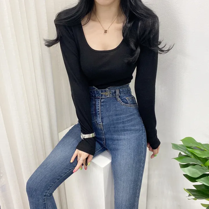 🚀당일발송🚀[묶음할인/데일리템] 봄 가을 디아 카야 둥근 스퀘어 긴팔 티셔츠 이너티 상세 이미지 34