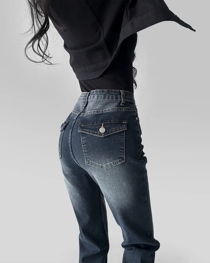 [~XL/2기장] 보헤미안 포켓걸 인어핏 S라인 워싱 부츠컷 데님 팬츠 바지 상세 이미지 26
