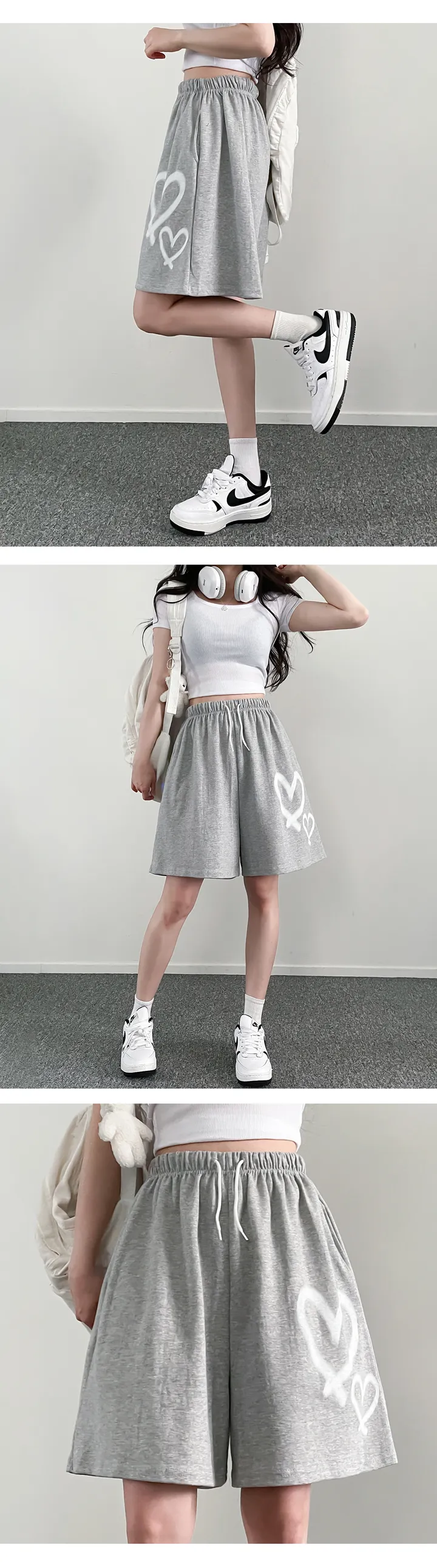 [와이드팬츠!]하트하트 와이드 5부 밴딩 반바지 상세 이미지 7