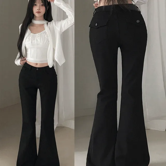 [골반뽕탈부착/보정핏🖤/숏,롱] 아이틴 힙포켓 포인트 탄탄 쫀쫀 세미 부츠컷 롱팬츠 스판 플레어 긴바지 힙딥커버 루즈핏 가을바지 가을신상 1color