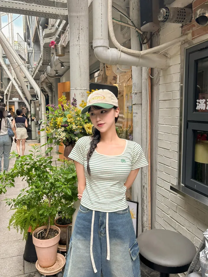 [버뮤다입문👖S~XL] *허리조절* 빈티지 워싱 카고 데님 버뮤다 반바지 5부 숏 팬츠 봄 간절기 청바지 썸머 하프 바지 스트랩 y2k 하이웨스트 하체커버4type 상세 이미지 15