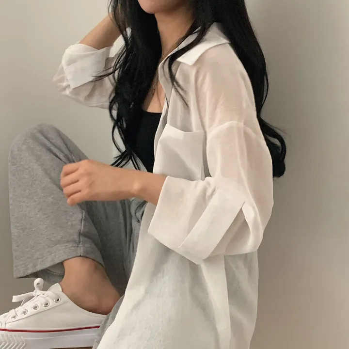 [베스트재진행] 남심저격, 시스루 루즈핏 셔츠;4col 상세 이미지 13