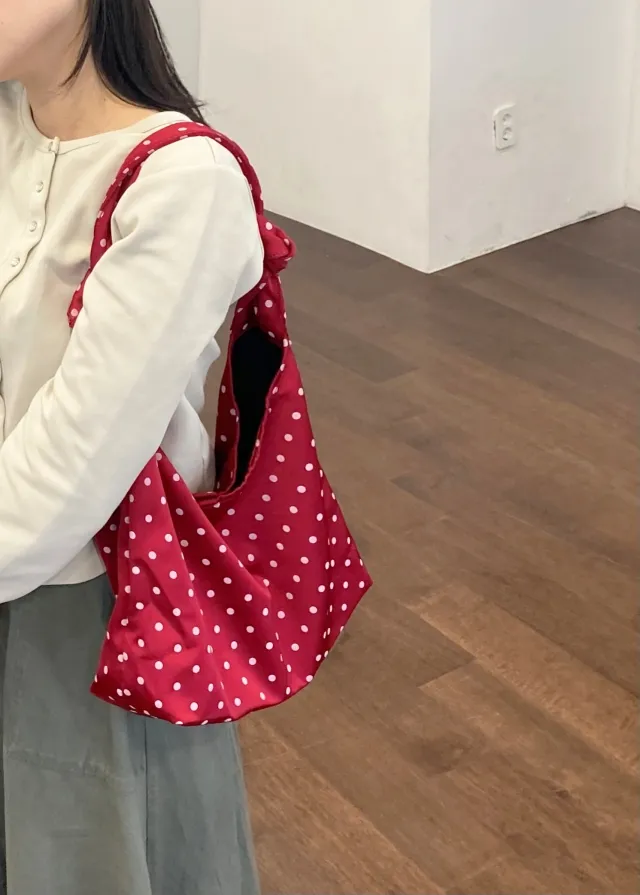 빈티지 도트 매듭 에코백 | 코지 가방 심플 빈티지백 보부상백 숄더백 대학생 캠퍼스룩 상세 이미지 23
