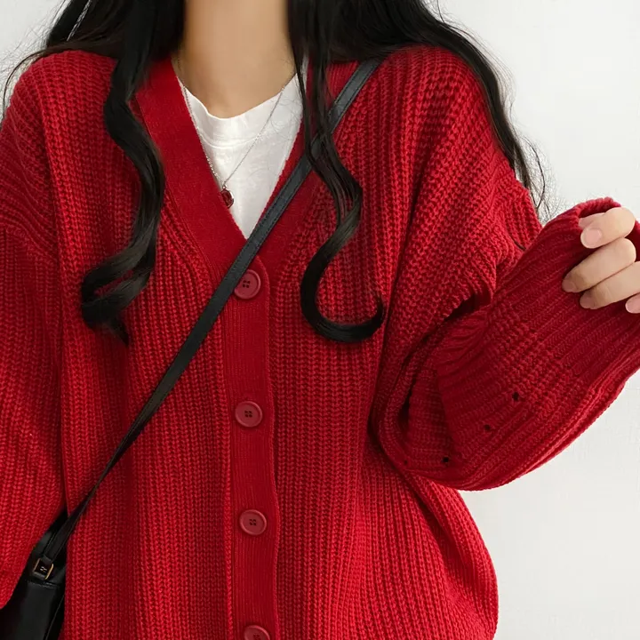 [봄가을/데일리핏] 러블리한 하찌 v넥 오버핏 가디건cd 상세 이미지 8