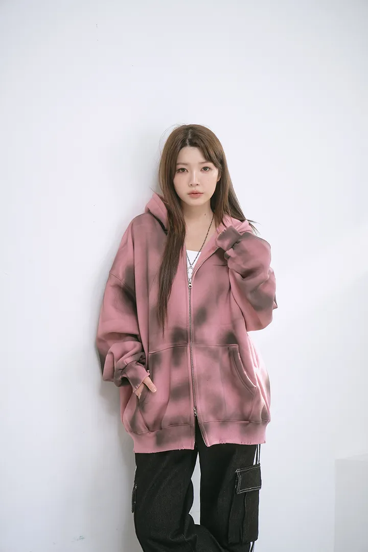 [UNISEX] 빈티지 워싱 더티 투웨이 후드집업 크롭 워싱  피그먼트 오버핏  핸드워머  커플룩 스트릿룩 빈티지룩 남여공용 유니섹스 크롭집업  빅사이즈 유니크 봄신상신상 물나염 상세 이미지 39