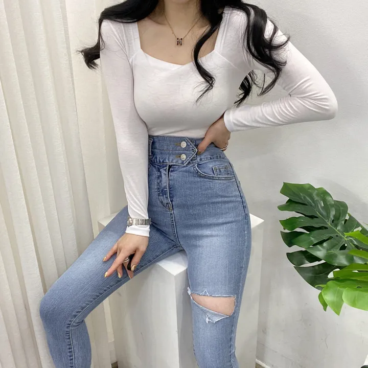 🚀당일발송🚀[묶음할인/기본템] 봄 가을 알프 셀리 스퀘어넥 긴팔 티셔츠 이너티 상세 이미지 9