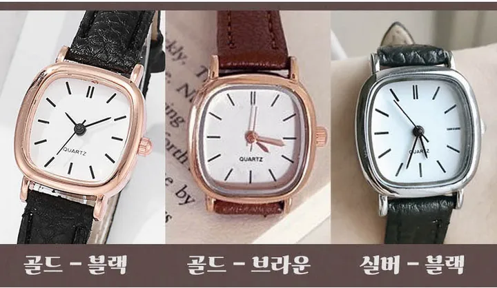 3종/빈티지🤎 가죽 손목시계 클래식 레더 메탈 프레임 심플한 깔끔한 블랙 브라운 디자인 기본템 꾸안꾸 사계절용 데일리룩 출근룩 등교룩 학생템 수능템 간단한 생일 선물 추천 상세 이미지 6