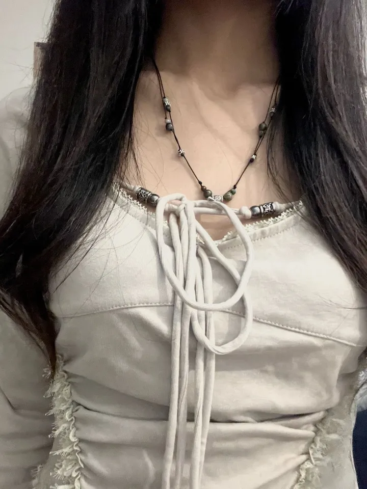[자체제작] Vintage leaf Necklace 원석 매듭 목걸이 상세 이미지 16
