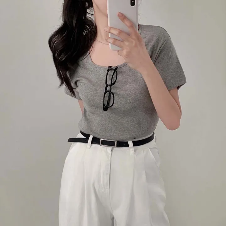 [팔말라핏/국내제작!]팔뚝살 부각없는, 라이프 베이직 스퀘어넥 루즈핏 반팔 티셔츠 상세 이미지 21