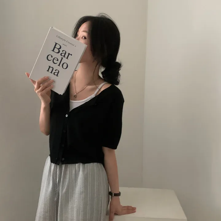 [고급여름원단/데일리] 시원한, 뱀부 반팔 니트가디건 - 7color 상세 이미지 48