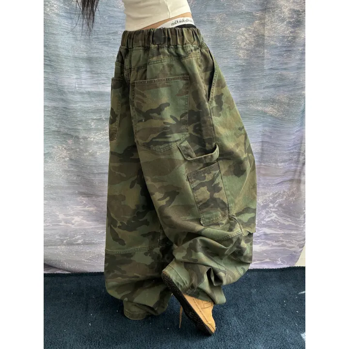 [UNISEX/소장추천!]밀리터리 카모 카펜더 스트랩 포인트 핀턱 와이드 벌룬 팬츠(2color/3-5일 여유주문) 상세 이미지 3