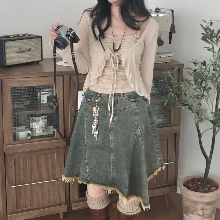 [SET구성/보헤미안] 레이어드 셔링 나시 프릴 가디건 세트 휴양지 투피스 상세 이미지 7