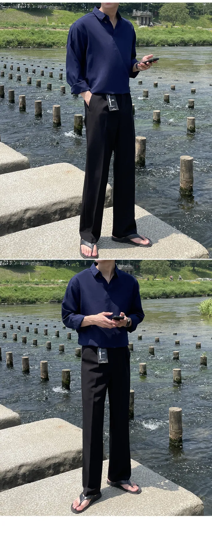 [당일발송][2타입]와커 남자 링클프리 와이드 핀턱 슬랙스 바지 상세 이미지 50