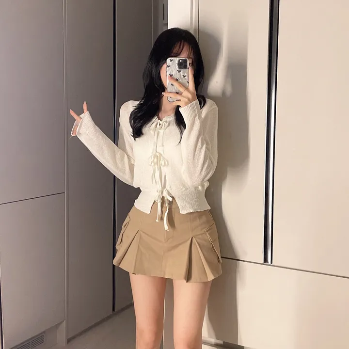 [리본포인트🎀/여름가디건] 살안타 부클 니트재질, 모얀 쓰리리본 여름 부클 니트 가디건 상세 이미지 26