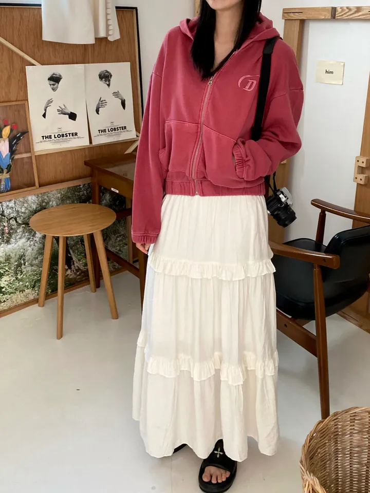 [💖봄신상/여리여리/💖피그먼트]헤븐 시보리 크롭 아방핏 루즈핏 자수 여친룩 꾸안꾸 후드 집업 상세 이미지 22