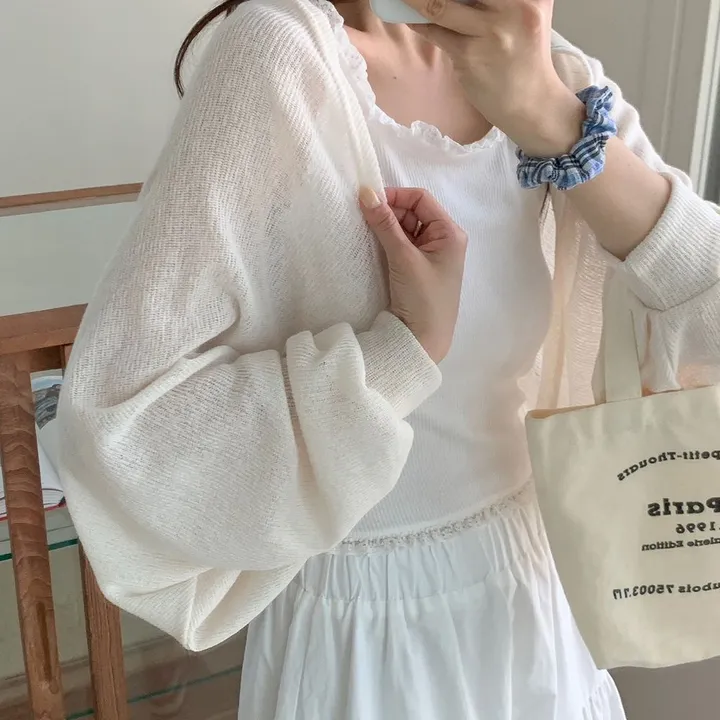 [여름SALE/핏보장/살안타템] 여름용 크롭 그물 네트 볼레로 가디건 얇은 니트 시스루 햇빛차단 체형커버 간절기 오버핏 부유방커버 장마룩 살탐방지 휴양지룩 레이어드 - 4color 상세 이미지 14