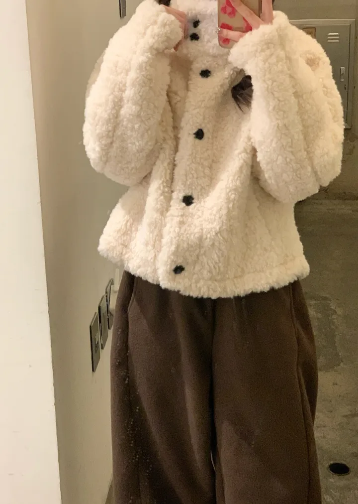 [최저가!/에이블리인기템*.*] 하이넥 터틀 뽀글이 퍼 자켓 겨울자켓 아우터 덤블 숏자켓 숏코트 플리스자켓 상세 이미지 17