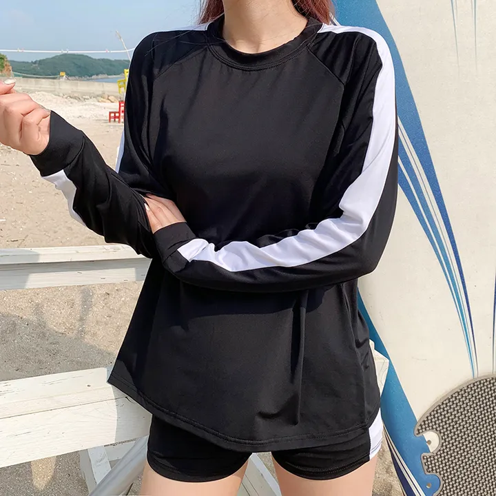 박시 배색 래쉬가드 비치웨어 ❤️리뷰1등 오버핏 체형보정 커버업 수영복 여름 물놀이 바캉스 워터밤 비키니 레쉬가드 바캉스룩 여름옷 오버핏래쉬가드 상세 이미지 8