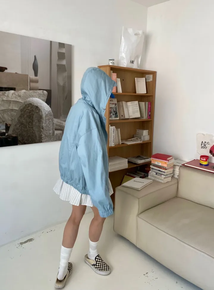 [🩵봄신상/오버핏/🩵반응폭주]데이 남녀공용 유니섹스 오버핏 스트링 스토퍼 투웨이 후드캡 간절기 아우터 바람막이 상세 이미지 9