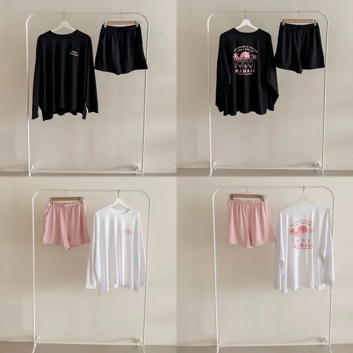 [44-100/래쉬가드] UV차단 99.9!🌞 하와이 프린팅 래쉬가드 티셔츠 + 비치 스판 밴딩 수영복 반바지 셋업 2c 상세 이미지 21