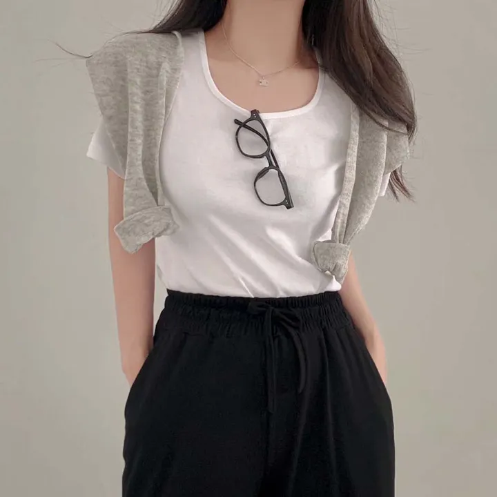 [팔말라핏/국내제작!]팔뚝살 부각없는, 라이프 베이직 스퀘어넥 루즈핏 반팔 티셔츠 상세 이미지 46