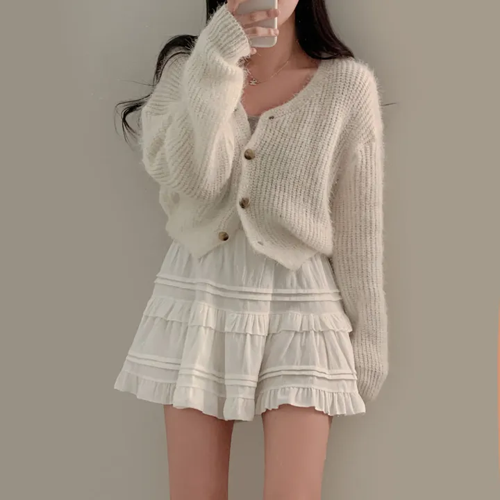 [🥀색감/부드러움 1등!]흐르는 여리핏, 솔잎 앙고라 브이넥 크롭 가디건 상세 이미지 25