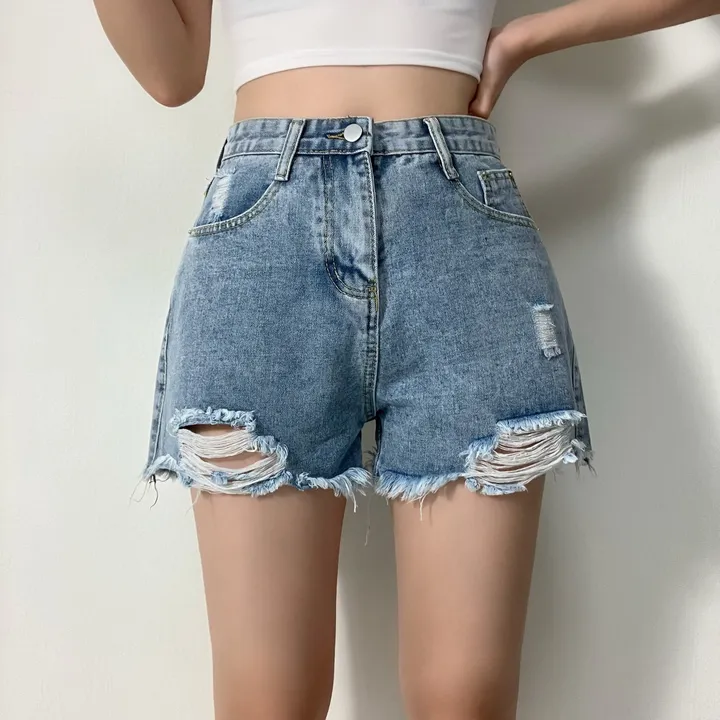 [색감+핏예쁨!/가성비갑] 트임 하이웨스트 여름 데님숏팬츠 반바지 청반바지 상세 이미지 4