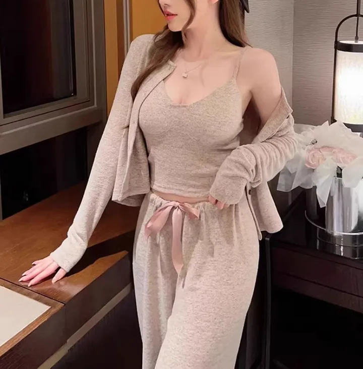 캡내장 포근 3피스 잠옷세트 사계절 잠옷- 2color 상세 이미지 2