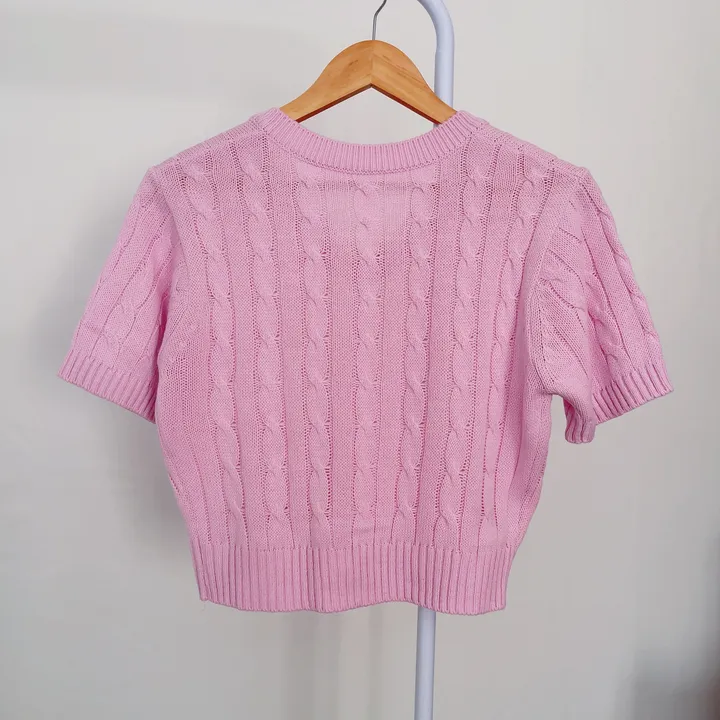 (6color/최저가 보장!) 실물보장! 색감에 반한, 마카롱 꽈배기 브이넥 크롭 반팔 니트 상세 이미지 41
