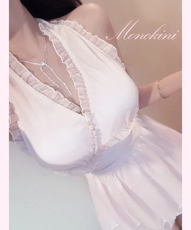 당일출고 [블링 모노키니/발레코어룩] 고퀄* 홀터넥 리본 홀터비키니 원피스 수영복 비치웨어 상세 이미지 3