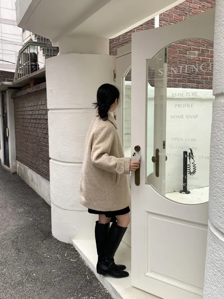 [안감누빔]테이퍼 부클 하프코트*베이지 당일발송 상세 이미지 18