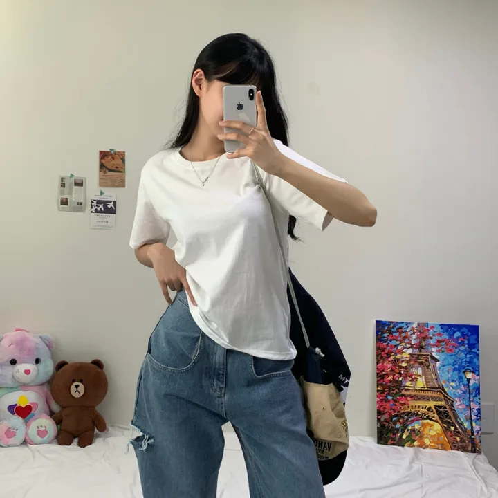 [활용도200%] 베이직 루즈핏 무지 이너 레이어드 기본 반팔티 (4col) 상세 이미지 3