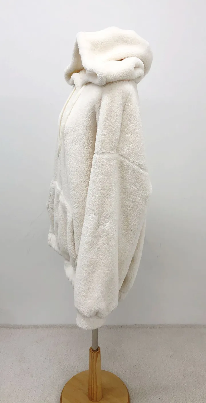 [보아털] 오버핏 포근한 두꺼운 털 빅후드 집업 상세 이미지 30