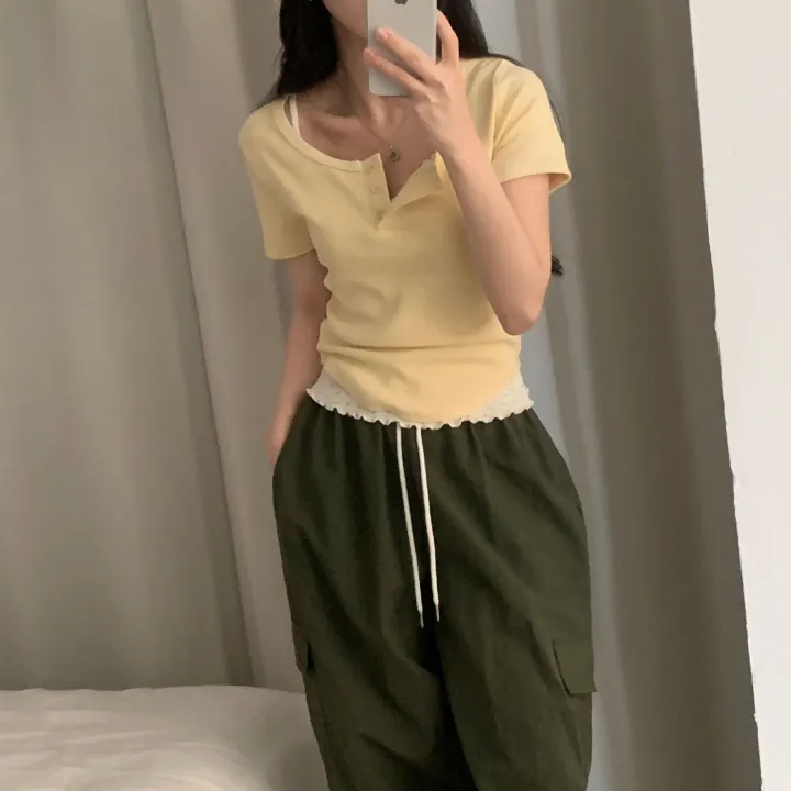 [MADE🤍/팔뚝반쪽핏!] 파스텔톤, 단추 유넥 기본 반팔티셔츠 - 5color 상세 이미지 33