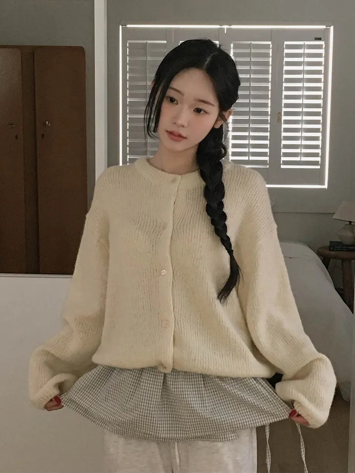 [울함유] 러버블 루즈핏 라운드넥 긴팔 가디건 4colors 상세 이미지 8