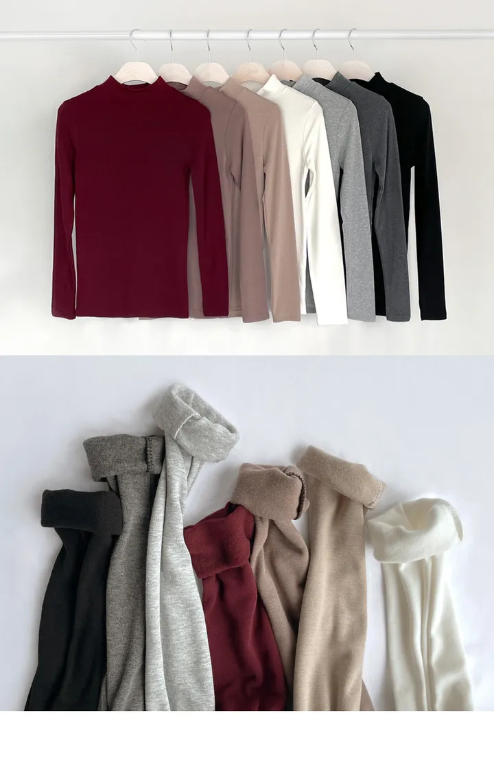 (반목/쫀쫀/후기인증) 속기모 반목티셔츠 긴팔 목폴라 7color 탄탄핏 하프넥 도톰 데일리템 상세 이미지 12