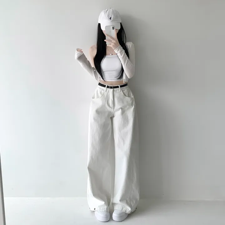 [스냅핀턱🖤/기장선택/핏보장/컬러 추가!] 스노우 4계절 폴딩 사이드 핀턱 하이웨스트 롱와이드 팬츠 히든밴딩 밑단 스냅 비조 버튼 코튼 면바지 와이드 조거 바지 키작녀 키큰녀 상세 이미지 7